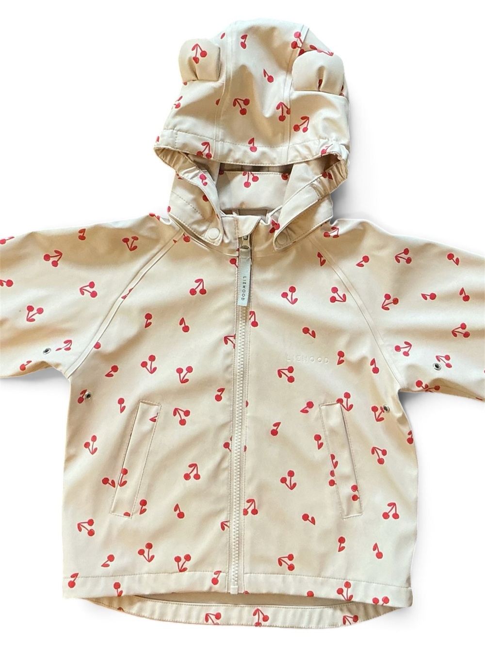 Kids Liewood Hooded Raincoat with Cherry Print